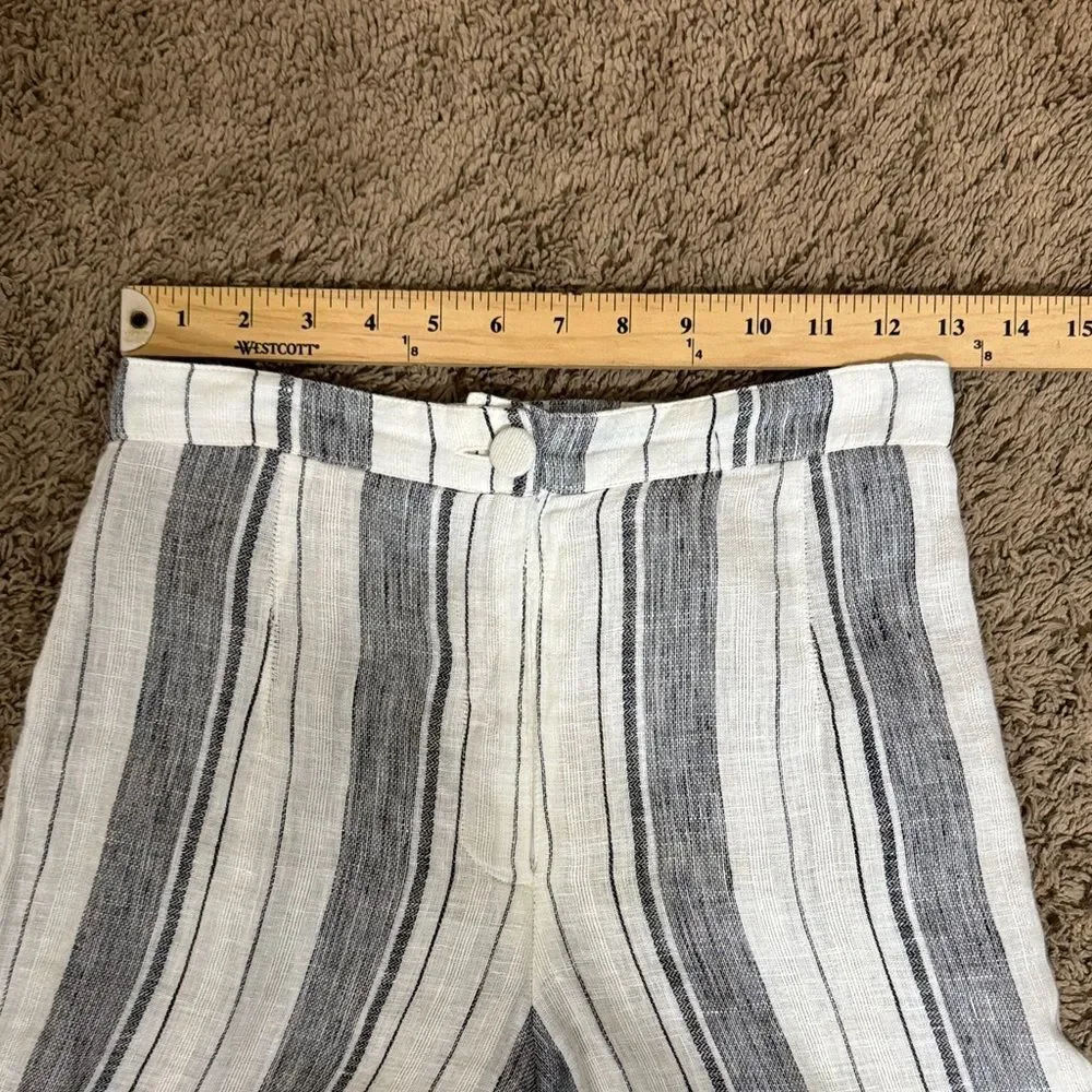 Reformation Striped High Rise Wide-Leg Linen Pants Size 0 Coastal Resort Boho